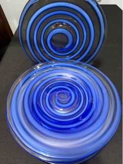 Handblown Glass Plates (set of 6)  Very heavy and well made.  Gorgeous in perfect condition.