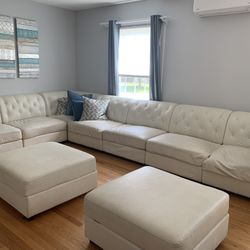 White Leather Sectional