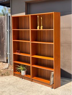 Danish Modern Teak Bookcases Wall Unit Shelf Set - Made in Denmark MCM