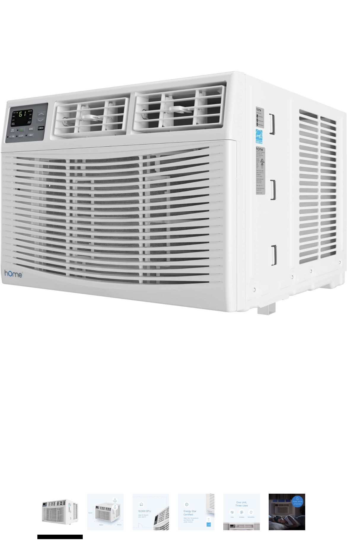 hOmeLabs Window Air Conditioner 10000 BTU - Energy Star Certified, Digital Thermostat, Remote Control - Ideal for Rooms up to 450 Sq. Ft.