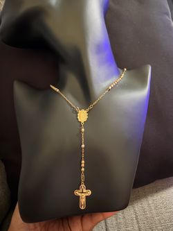 14k SOLID GOLD ROSARY NECKLACE