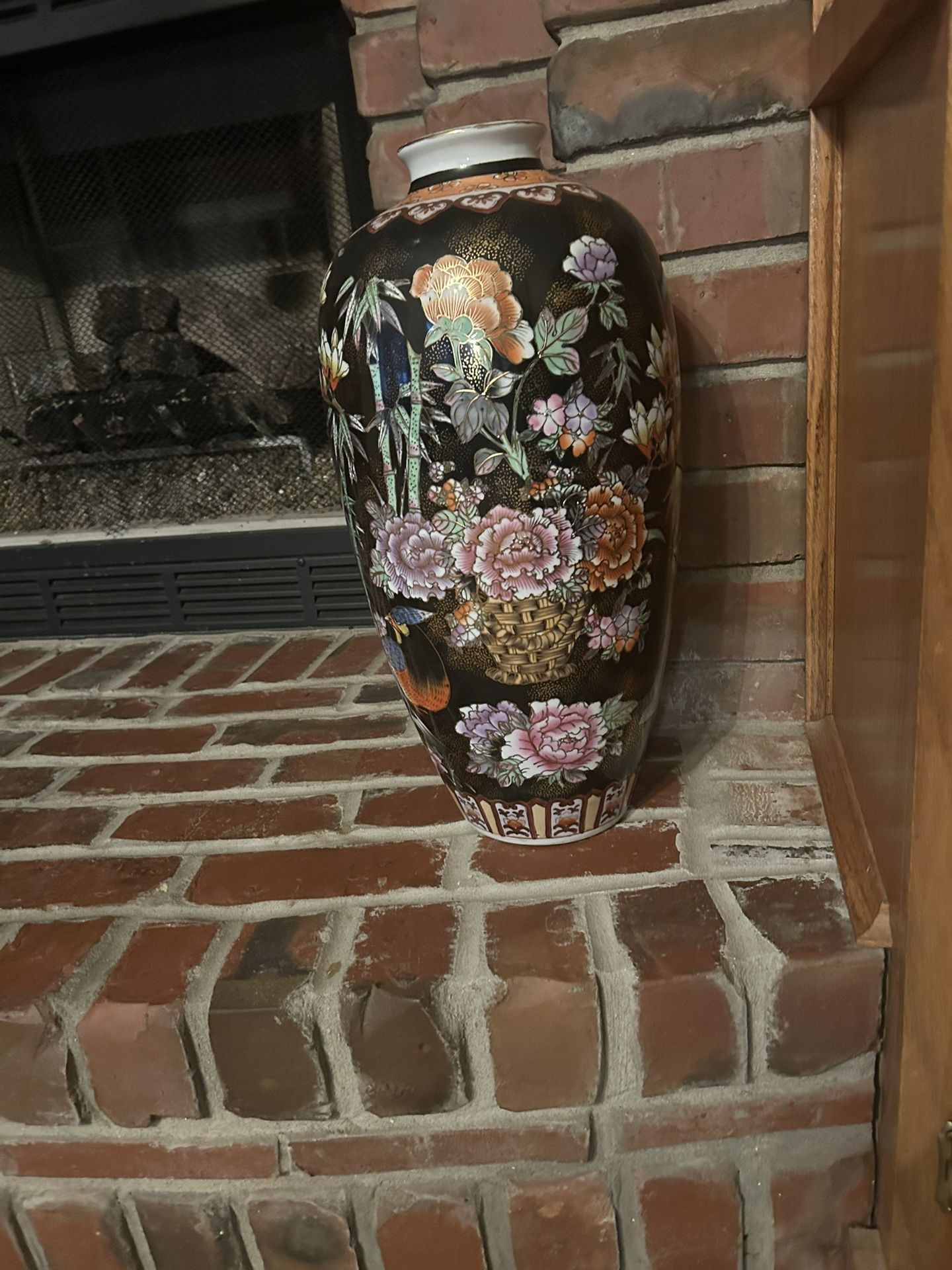 18 Inches Height By 11 X 11 Japanese Kutani Vintage Vase Hand Painted