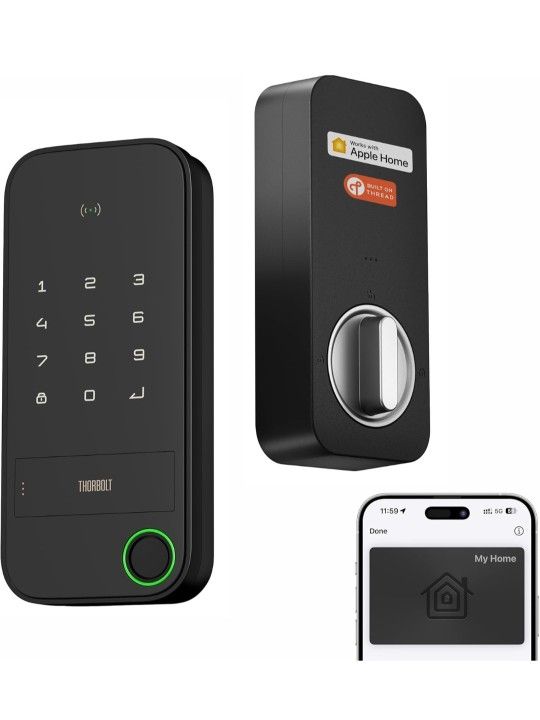 X1 Apple Home Key Tap to Unlock, Smart Keyless Entry Door Lock with Fingerprint, Touch Keypad Deadbolt Lock Works with HomeKit Over Thread