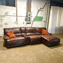 Leather recliner sectional