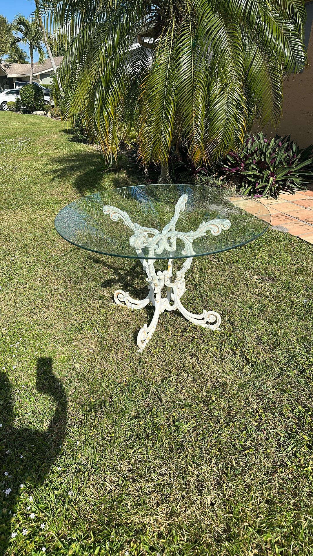 Beautiful Glass Table / Cast Aluminum
