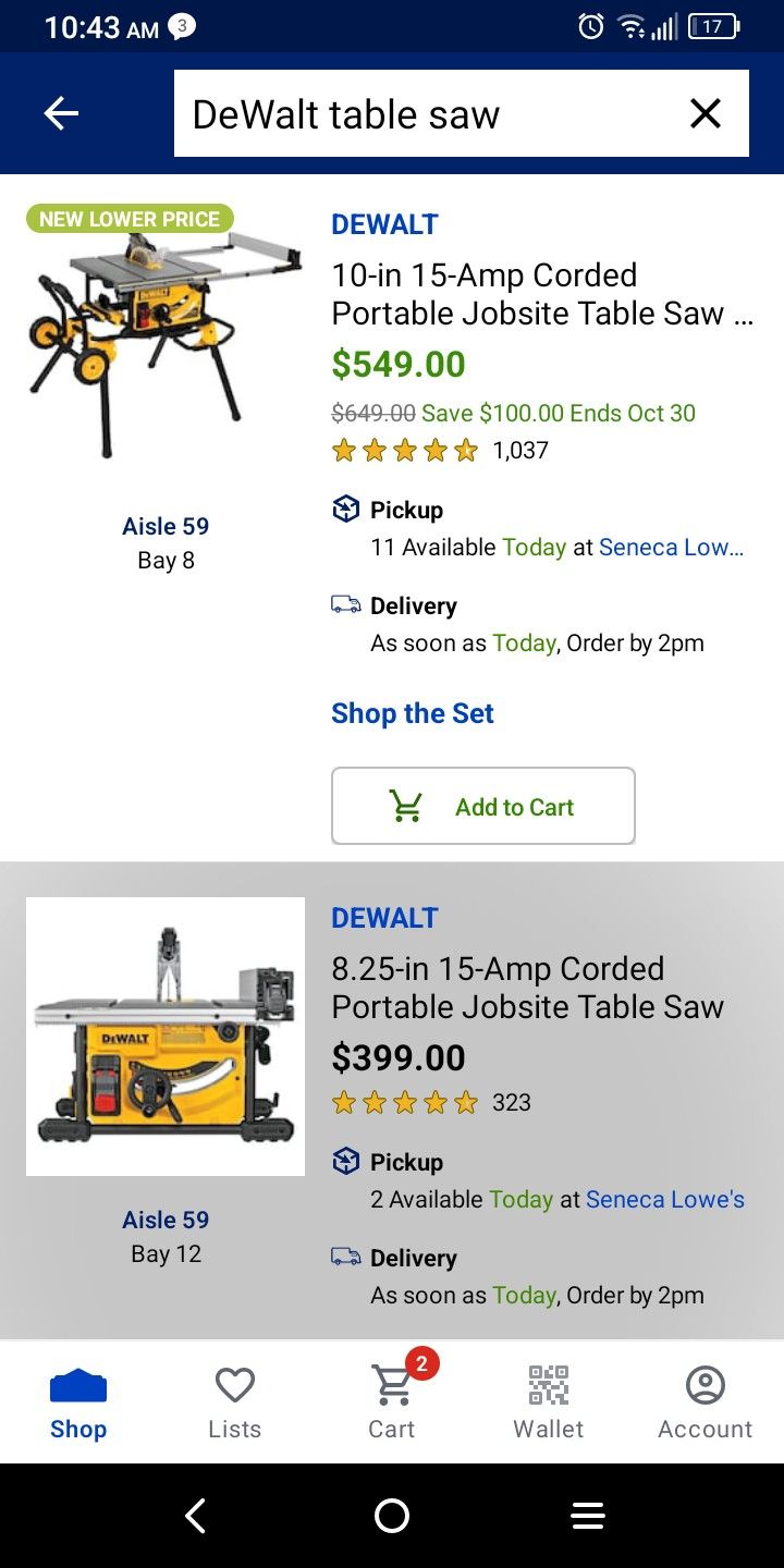DeWalt 10-in Table Saw With Stand ** NEW **