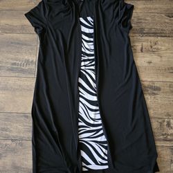 Enfocus Studio Black Dress With Built Cardigan with Zebra Pattern size12