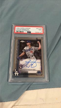 2025 Topps Chrome Justin Wrobleski LA Dodgers ROOKIE Autograph RC Auto PSA 9 MINT