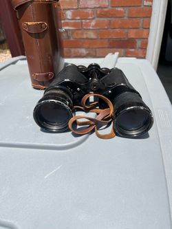 Vintage Black Binoculars with Leather Strap