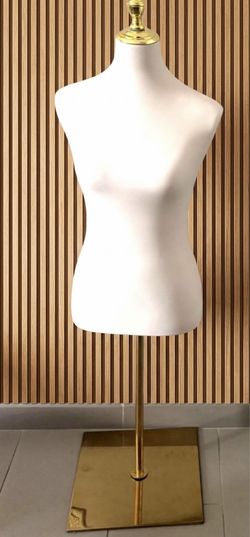 White Female Dress Form Mannequin with Gold Stand