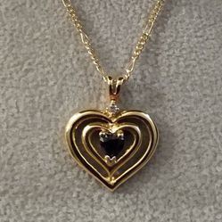Beautiful New Heart Shane Co 14k Gold Genuine Blue Sapphire Necklace For Valentine's Day! 💙💘