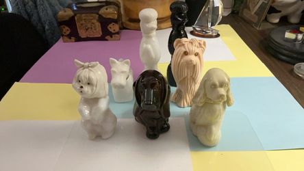 Vintage Ceramic Avon Perfume Figurines Dog Containers