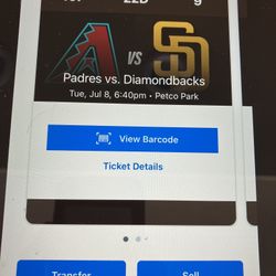 2 PADRES/ D’BACKS TICKETS, TUESDAY, JULY 8,  SEC 107, ROW 22D
