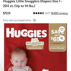 Huggies Little Snugglers Size 1 204ct