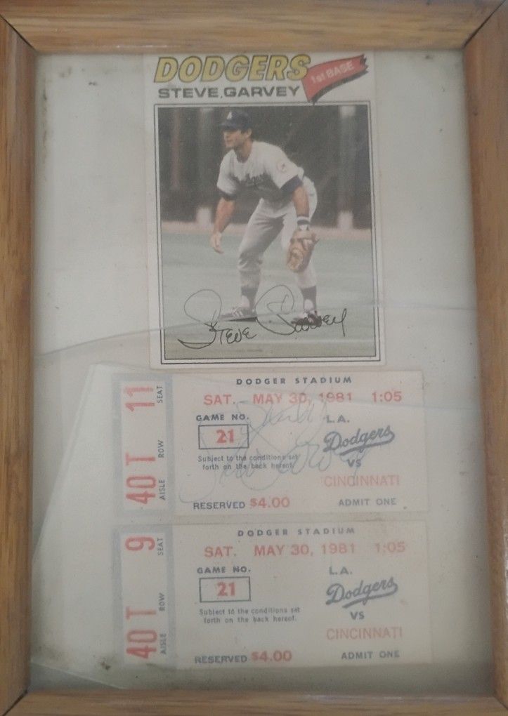 Steve Garvey Autograph Card And Tickets