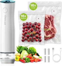 Portable Handheld Vacuum Sealer with 32 Reusable Bags