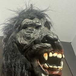 Scary Gorilla Ape Full Head Halloween Mask Black Hair Latex Costume 