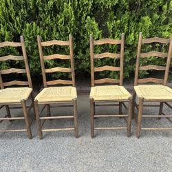 Set Of Four Ladder Back French Country Chairs 