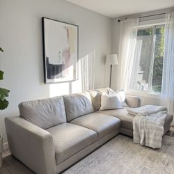 Genuine Leather Taupe Right Sectional 100”