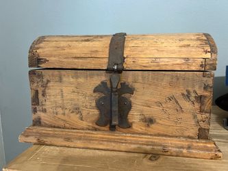 RusticWooden Dome-Top Chest with Iron Hardware