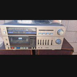 Vintage Fisher reciever,cassette record player with Quadraflex speakers. 