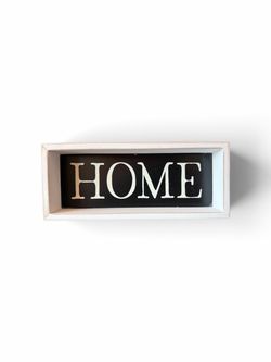 Rustic Farmhouse “HOME” Wood Box Sign Black & White Decor