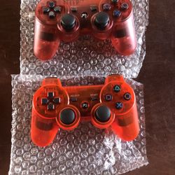 Ps3 Transparent Red Controller Lot Of 2