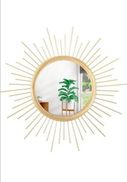 Gold Mirror for Wall Metal Sunburst Wall Mirrors Home Décor Decorative Hanging Wall Art for Living Room Bedroom Entryway Large 24" x 24".