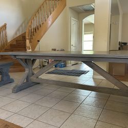 Dining table, heavy duty farmhouse Style with the bench