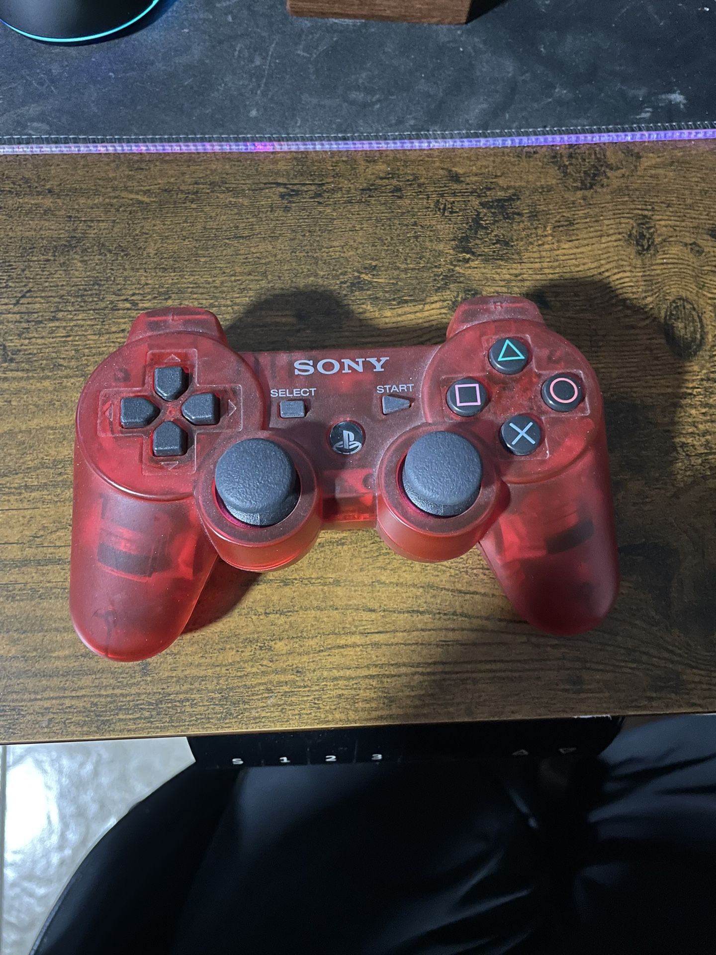 PS3 Red transparent controller