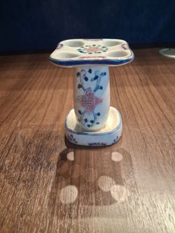 Ceramic Toothbrush Holder Floral Design