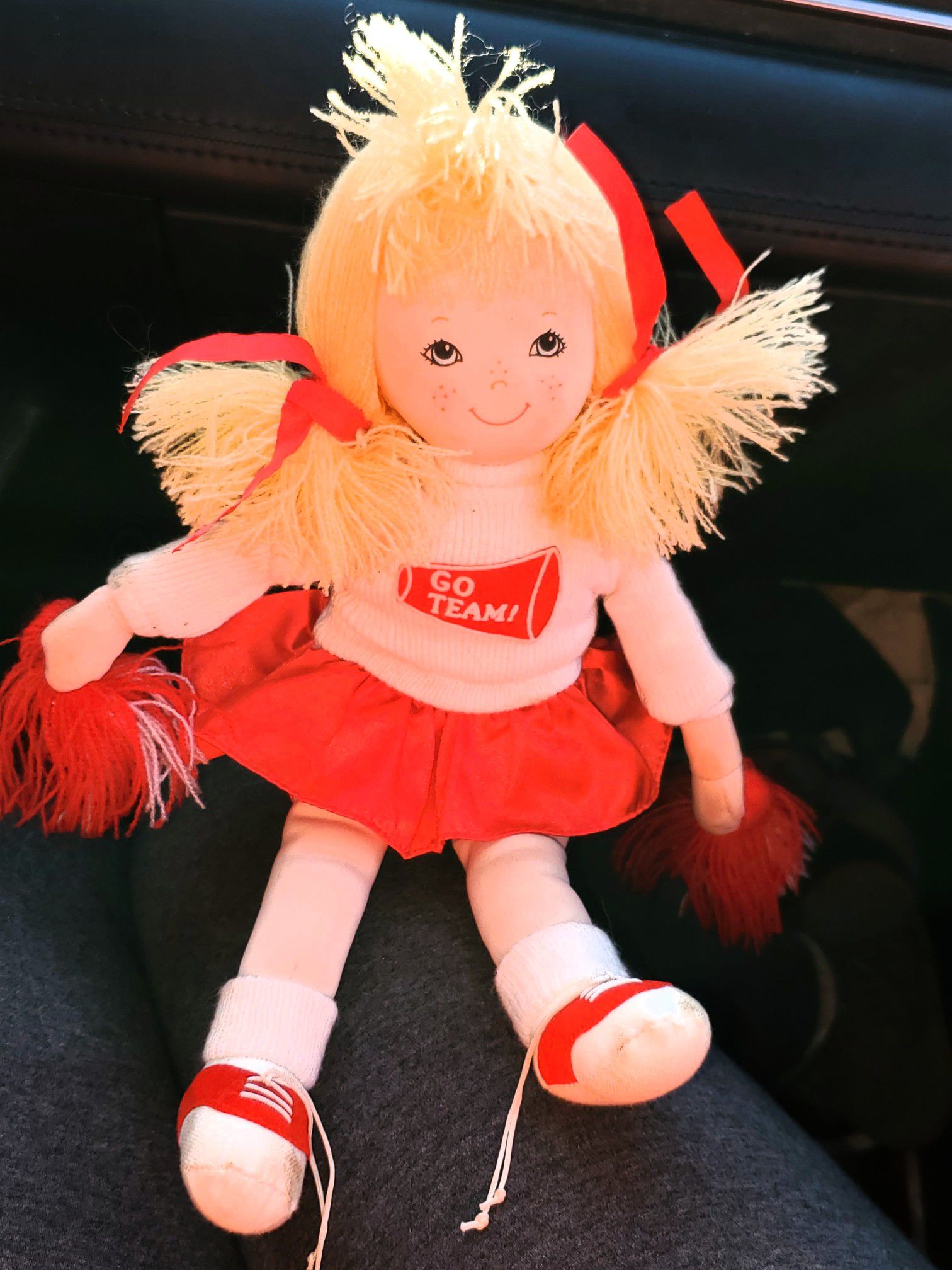 Russ Berrie Vintage Cheerleader Doll Go Team Girl Gift Vtg Blonde Cheer Yarn