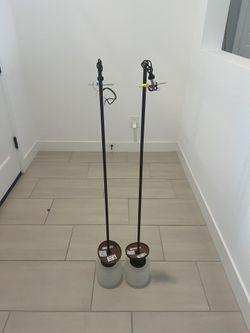 Brushed Nickle Pendant Lights (x2)