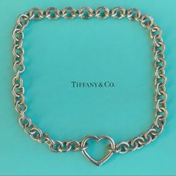 Tiffany & Co Silver Open Heart Clasp Choker 16"