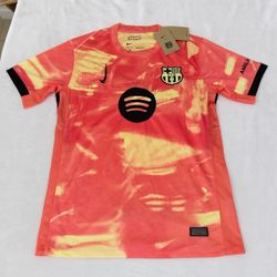 Nike Barcelona 2022/23 orange and yellow away football shirt #Barcelona #FootballShirt #fcbarcelona