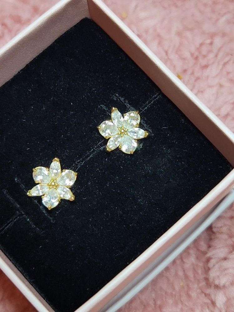 Pandora 14K Gold Plated Herbarium Stud Flower Earrings