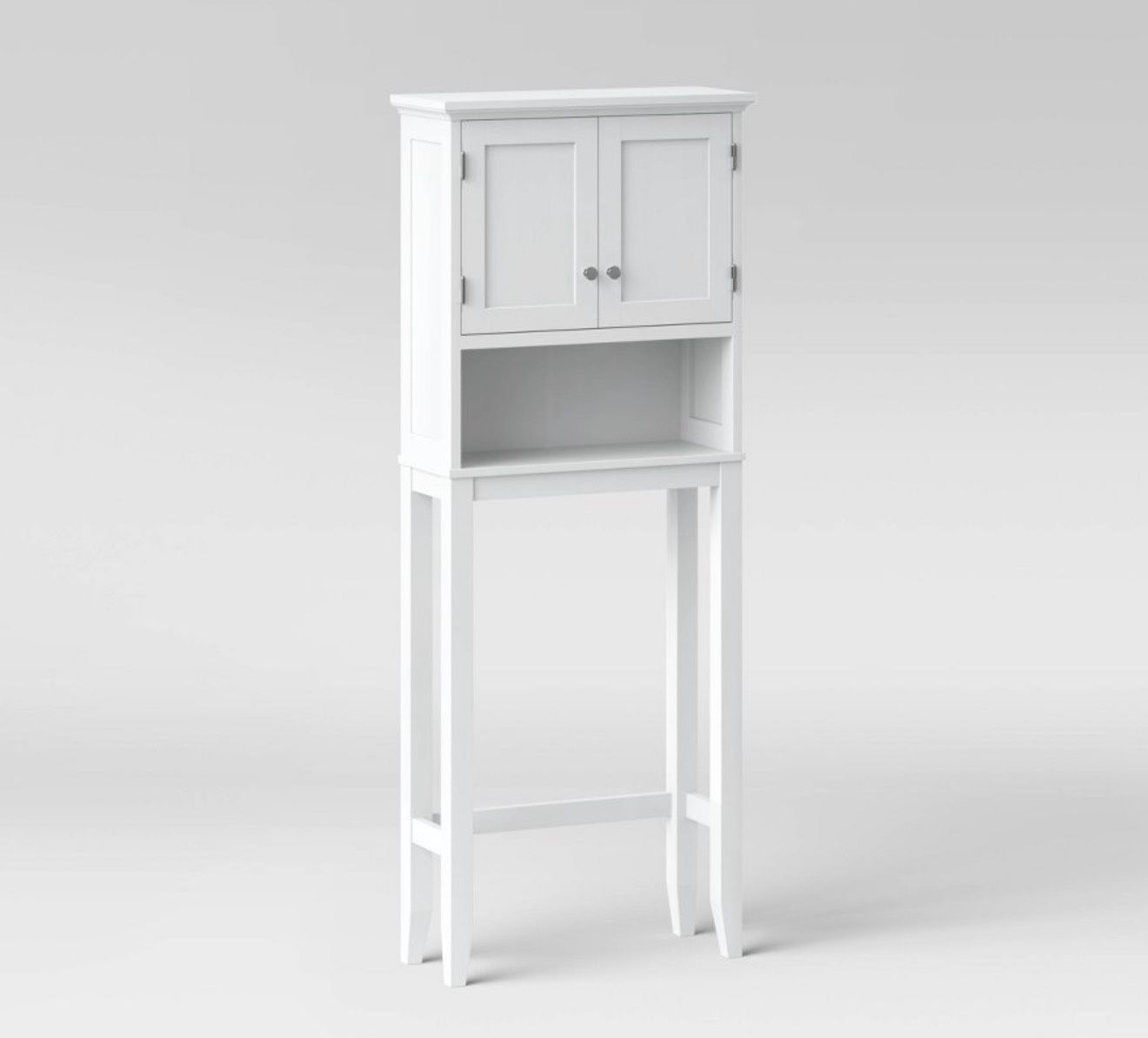 Bathroom Etagere with Hardwood Frame, Universal Storage Cabinet White