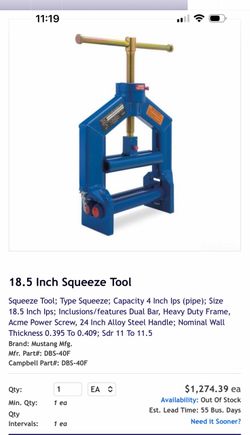 Mustang Mfg 18.5 Inch Pipe Squeeze Tool
