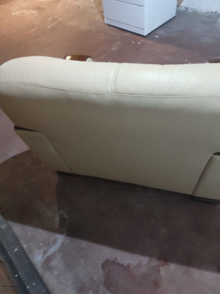 Acacia Wood Leather Love Seat 