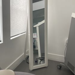 White, Wood Standing Mirror