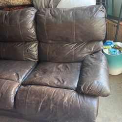 Couch Leather- Brown 2 And 3 Place 