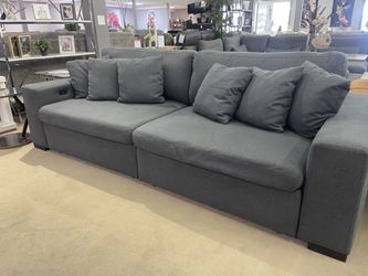Cecil Dark Gray Linen 2-Piece Power Double Slider Chaise Sectional