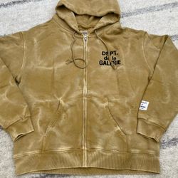 Gallery Dept Tan Sun Faded French Logo Zip Up Hoodie