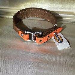 Fossil Equestrian Stirrups Leather Bracelet, Coral/Tan, New with Tags