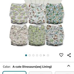 Diapers for Newborns and Toddlers, 6 Pack with 6 5-Layer Bamboo Inserts