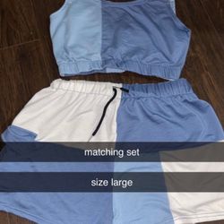 blue + white colorblock matching set 💙 (size large)