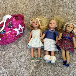 3 Dolls, Accessories, Food, and Books