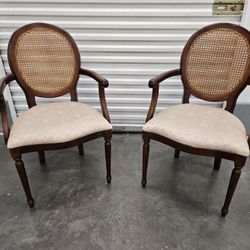 (2) Cane Back Rattan Arm Chairs - The Bombay Company