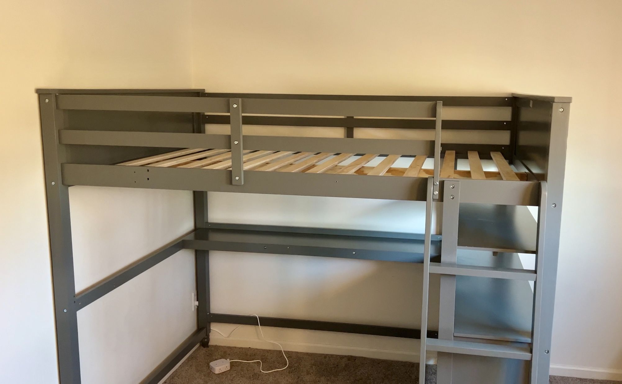 Full Size Loft Bed with Desk and Storage Drawers