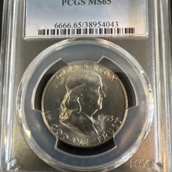 1953-S Franklin Half Dollar, graded MS65 FBL by PCGS: 